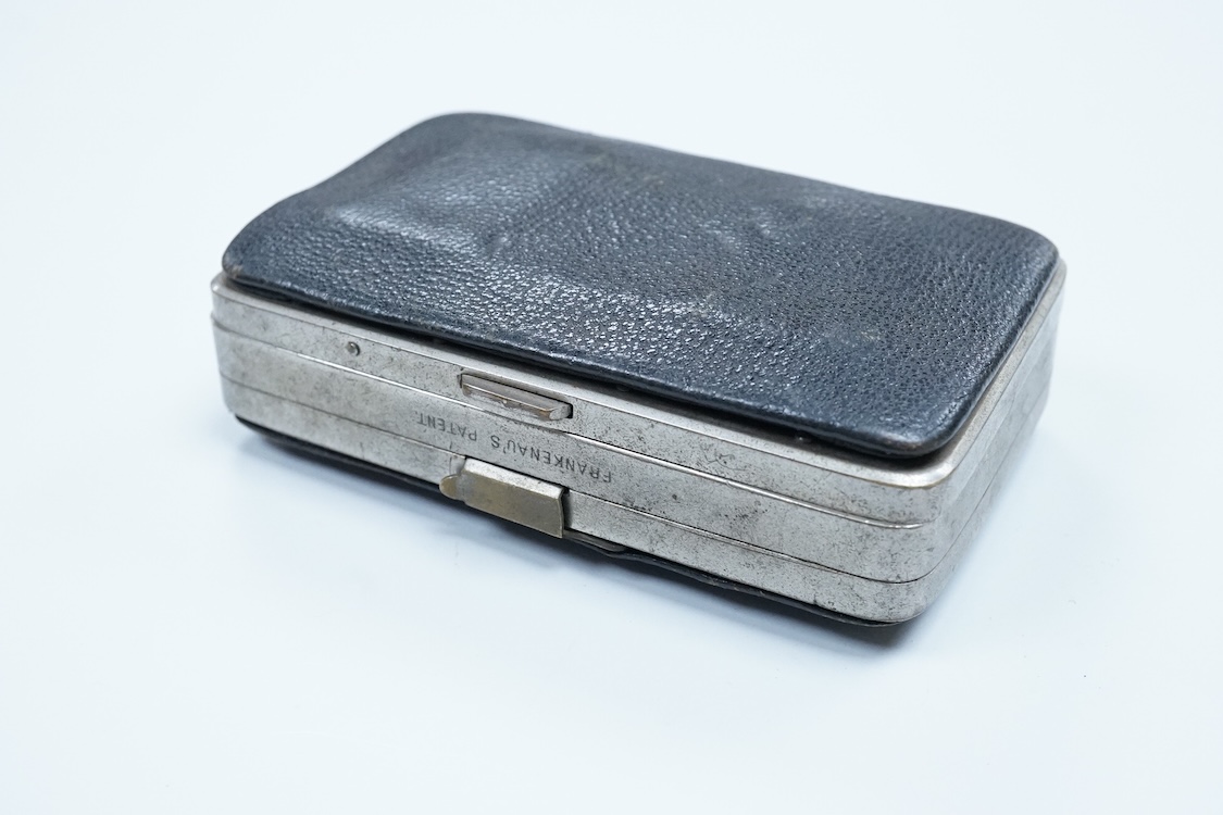 A five shot, 5mm self cocking pinfire Frankenau patent revolving purse pistol, London and Continental proof marks, lid engraved; ‘5mm Eley’, complete with ejector rod